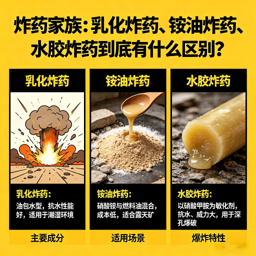 甘州炸药家族：乳化炸药、铵油炸药、水胶炸药到底有什么区别？
